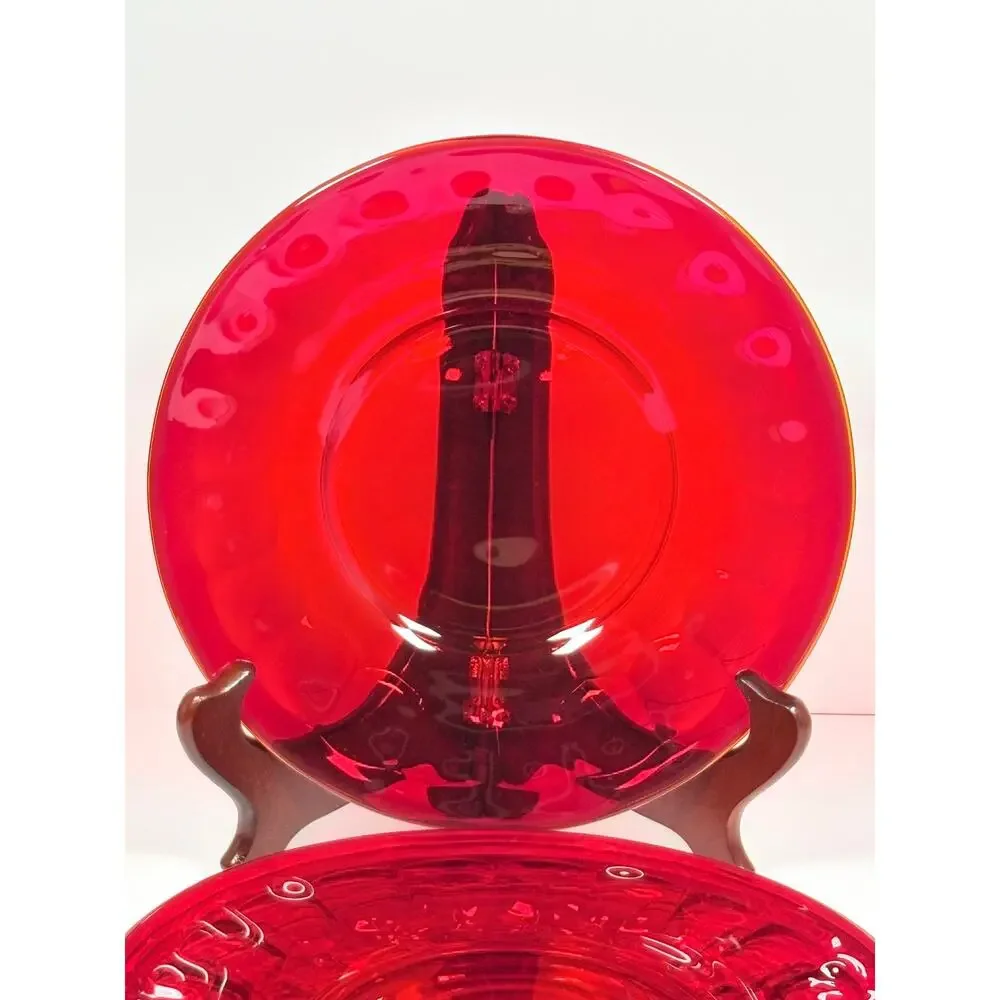 Vintage Ruby Red 8” Plates ~ Set of 4 ~ Please Read Description